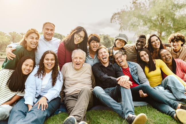 group of diverse friends and people